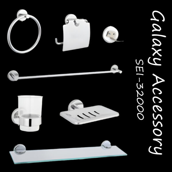 🛁 SEI 3200 Chrome Bathroom Accessories Set – Elegant 7-Piece Wall-Mounted Design