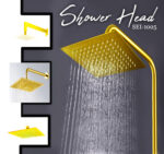 Pure Metal "6" Inch Gold-Plated Square Shower Head – Brushed Gold Finishing