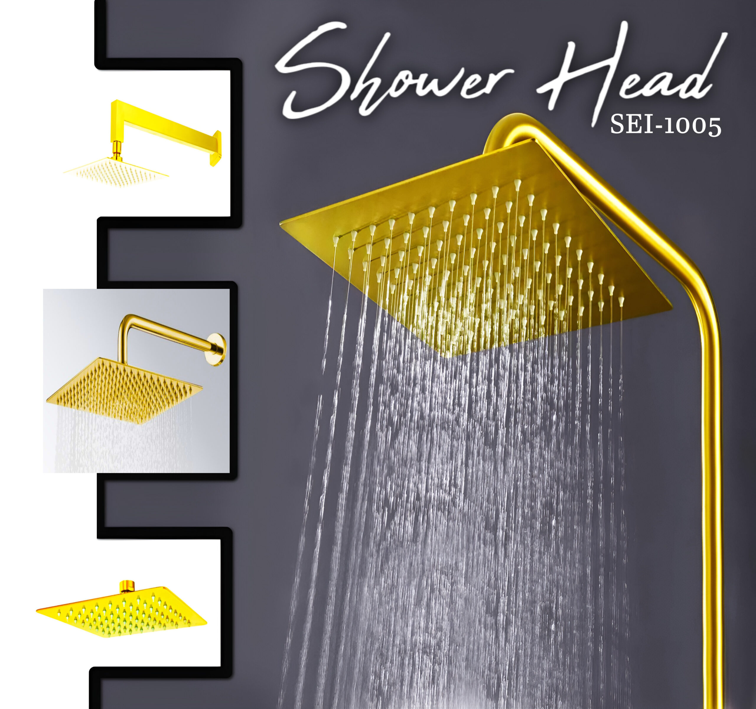 REGERYERYtrht5htg54 Pure Metal "6" Inch Gold-Plated Square Shower Head – Brushed Gold Finishing - Image 1
